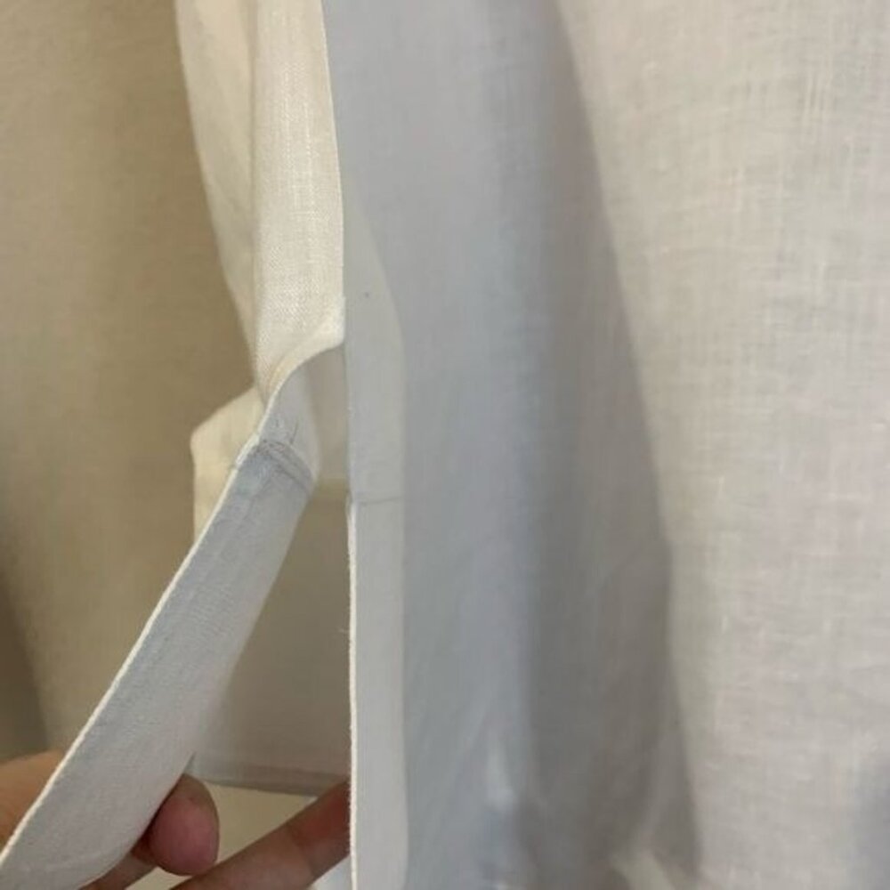 Vineyard Vines White Linen Top Womens Small 3/4 Sleeve Minimalist Coastal Resort - Picture 4 of 8